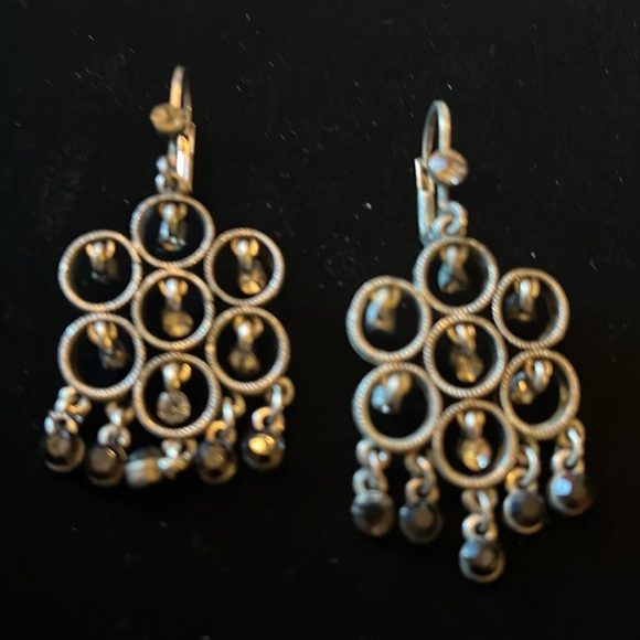 Dangly Black , Silver, & Clear Earrings - Picture 5 of 17